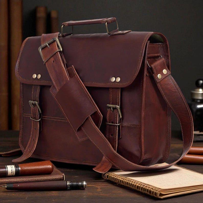Handmade Rustic Leather Messenger Bag – Goat Leather iPad Satchel for Men & Women | Vintage Shoulder Bag by Broken Artisan