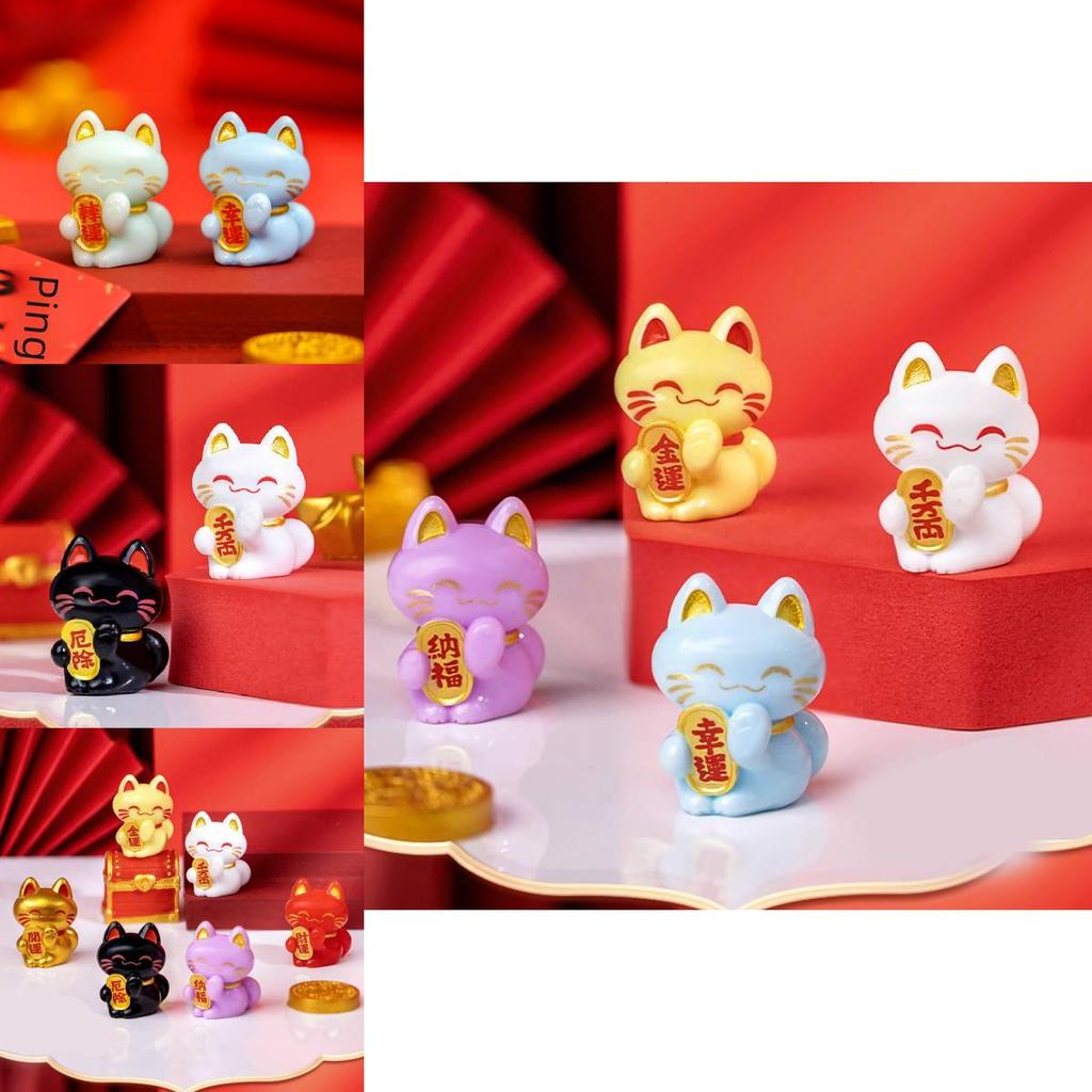 Cute Resin Fortune Cat Miniatures For Car Or Desk Multiple Colors For Good Luck And Prosperity