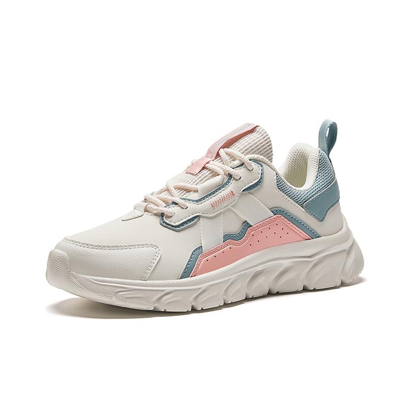New Anta Cushioned Wear Resistant Breathable Low Top Running Shoes Women's White Pink Cyan 922355574-3