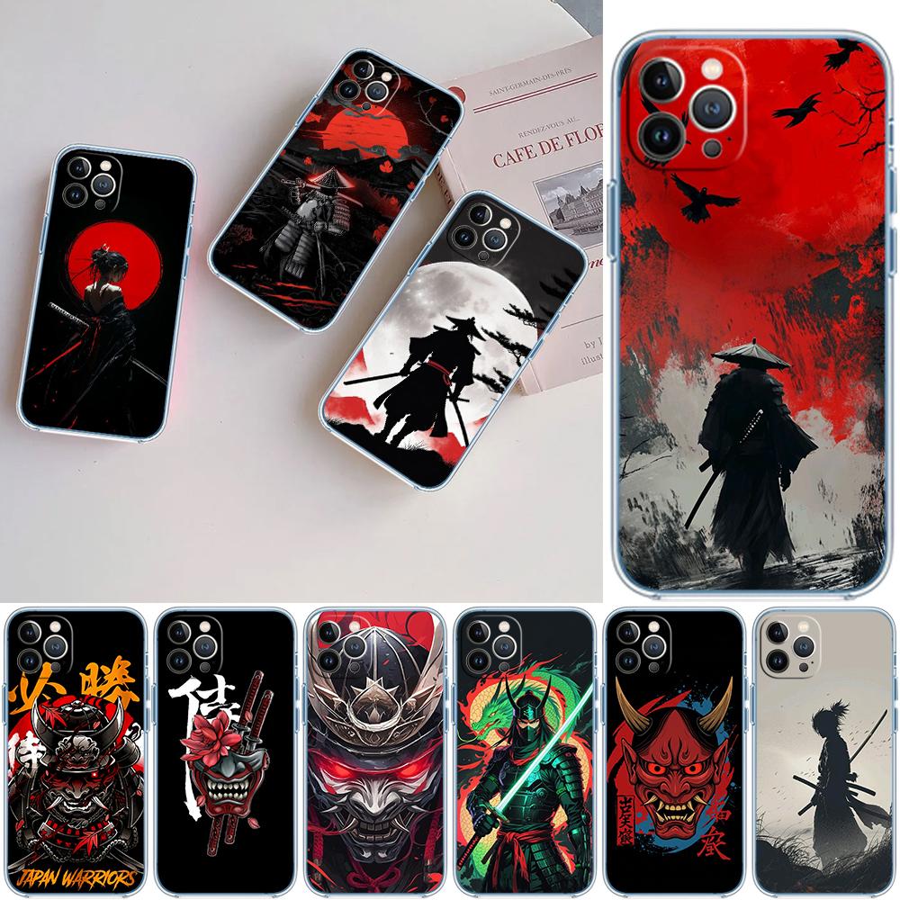 LO55 Japan Samurai Mask Soft Shell Transparent Phone Case for Samsung Galaxy A04 A04S A14 A23 A34 A54 M23 M33 M52 M53
