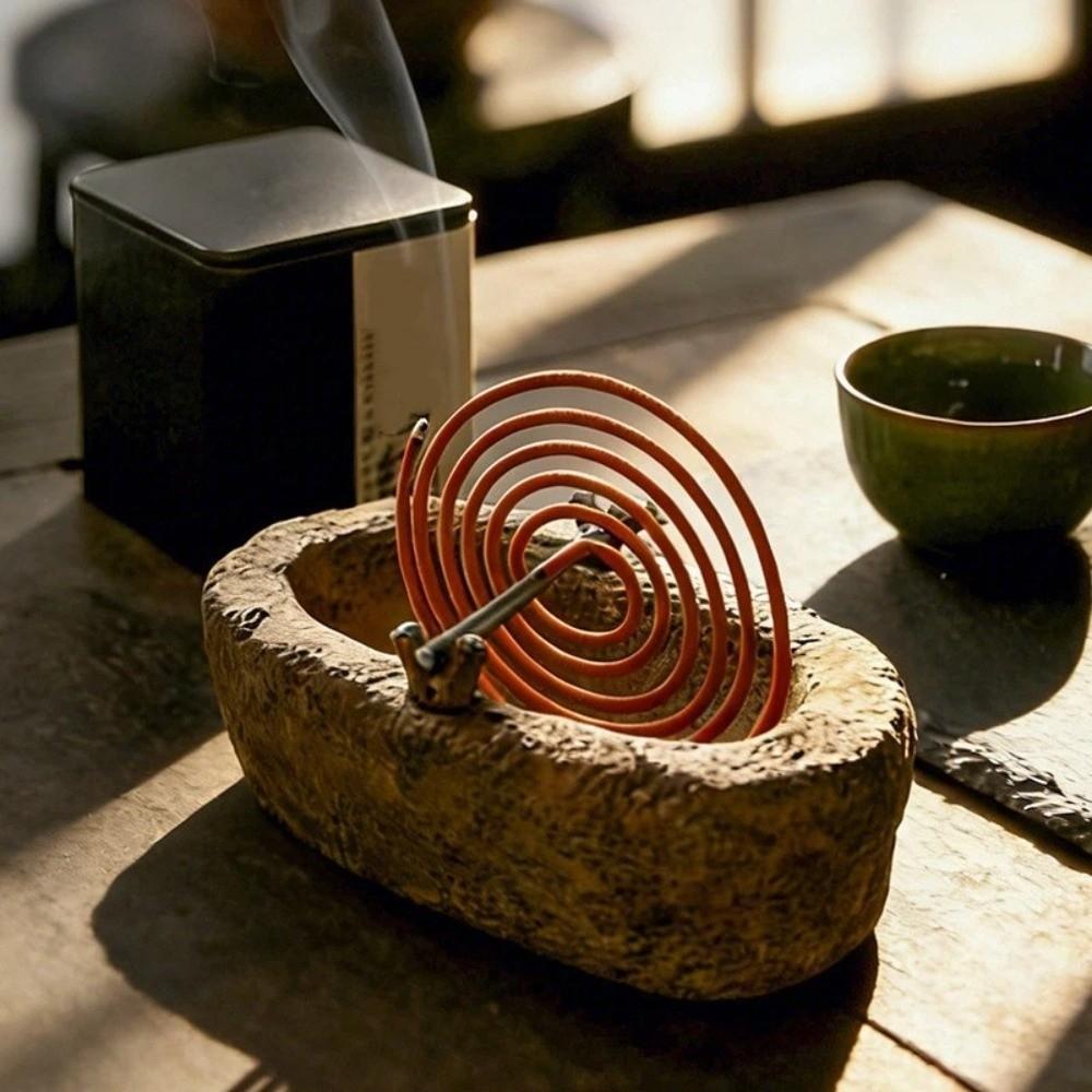 Resin Mosquito Coil Tray Imitation Stone Ash Catcher Home Decor Coil Holder  Meditation Space