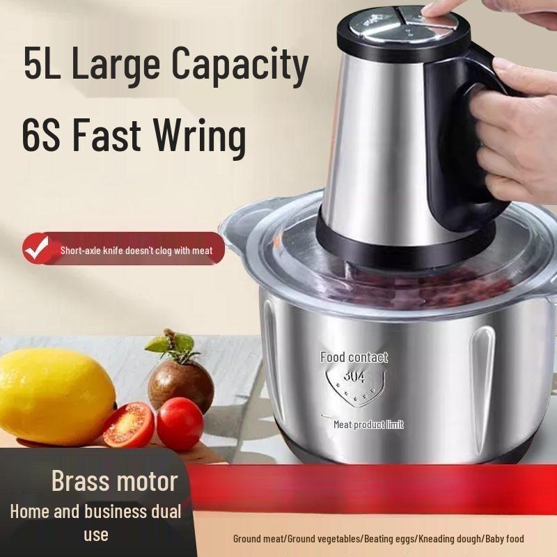 Stainless Steel Electric Meat Grinder - Large Capacity Multifunctional Food Processor for Home & Commercial Use