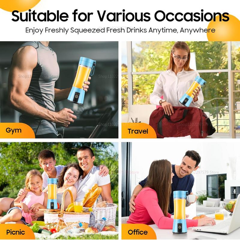 Liquidificador Portátil Sem Fio de Tamanho Pessoal - Mini Liquidificador Faz Smoothies e Shakes, Copo de Viagem de 380ml Livre de BPA para Escritório/Casa/Academia