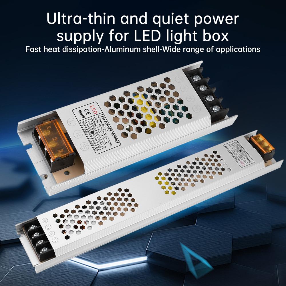 Ultra Thin Driver LED Strip Voltage Stabilizing Power Supply Lighting Transformers DC 220V To 12V 60W 100W 200W