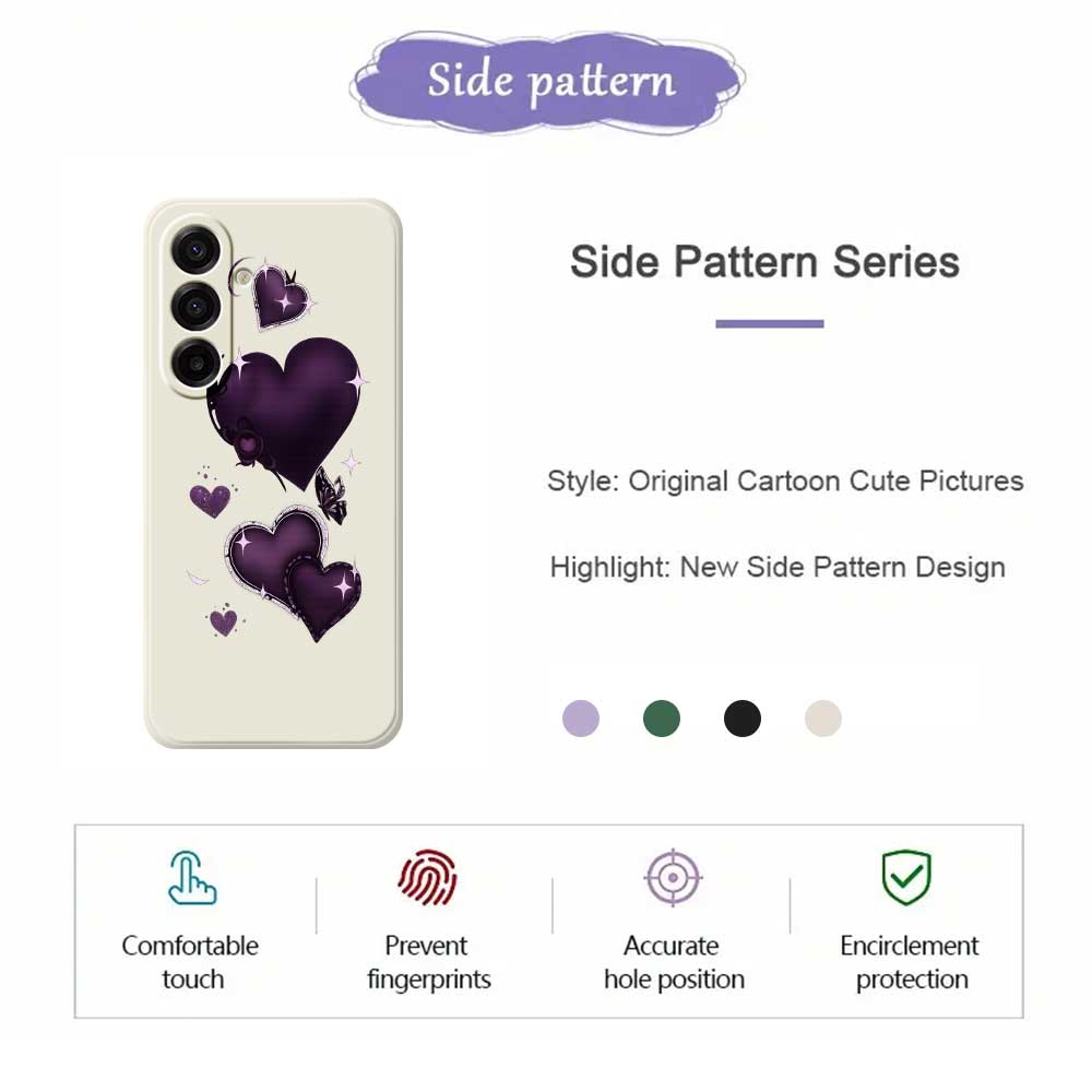 For Samsung Galaxy A17 5G Case Purple Love Pattern Printing Straight Edge TPU Phone Back Cover