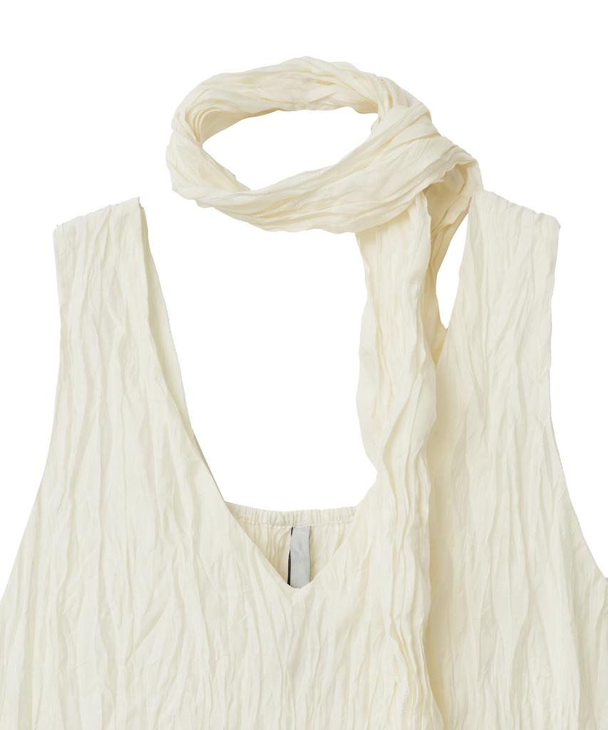 NOIRER FOR WOMAN Wrinkle Texture Scarf Blouse (Buttercream)