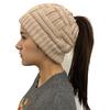 Women Autumn Winter Warm Kitting Hat for Ponytail Girls