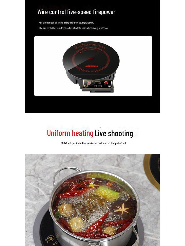 800-3000W Compact Round Induction Hot Pot Cooker for Restaurants