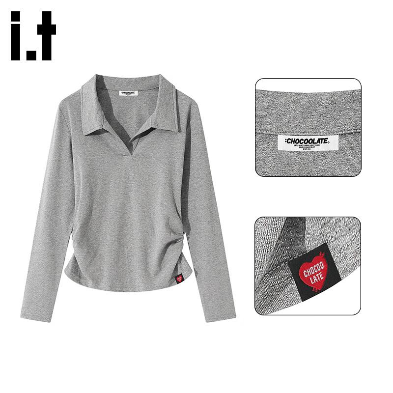 CHOCOOLATEit Women s Pleated Waist Lapel Long Sleeve T-shirt S