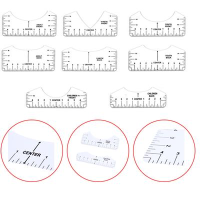 8 Pcs T-Shirt Ruler Guide V Neck Alignment Tool To Center Designs Measurement