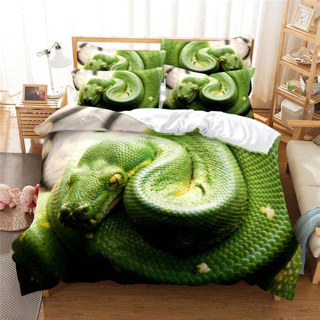 New Authentic A-class 3D Wealth Snake Animal Bed Sheet And Duvet Cover, Four Piece Set, Winter Thick Style, Brushed For Two