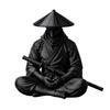Tea Room Zen Decoration Japanese Samurai Warrior Statue, 3D Printed Ninjas Figurine, Sit in Meditation Entrance Hall Statuette Sculpture for