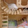Wooden Cat Tree Wall-mounted Cat Shelf Hammock Cat Scratching Post Sisal Steps and Perches Cat Sleeping Playing Climbing
