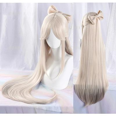 Juego de Alta Calidad Genshin Impact Cosplay Peluca de Cosplay Ningguang Pelucas de Cabello Sintético Resistente al Calor Ning Guang + Gorro para Peluca