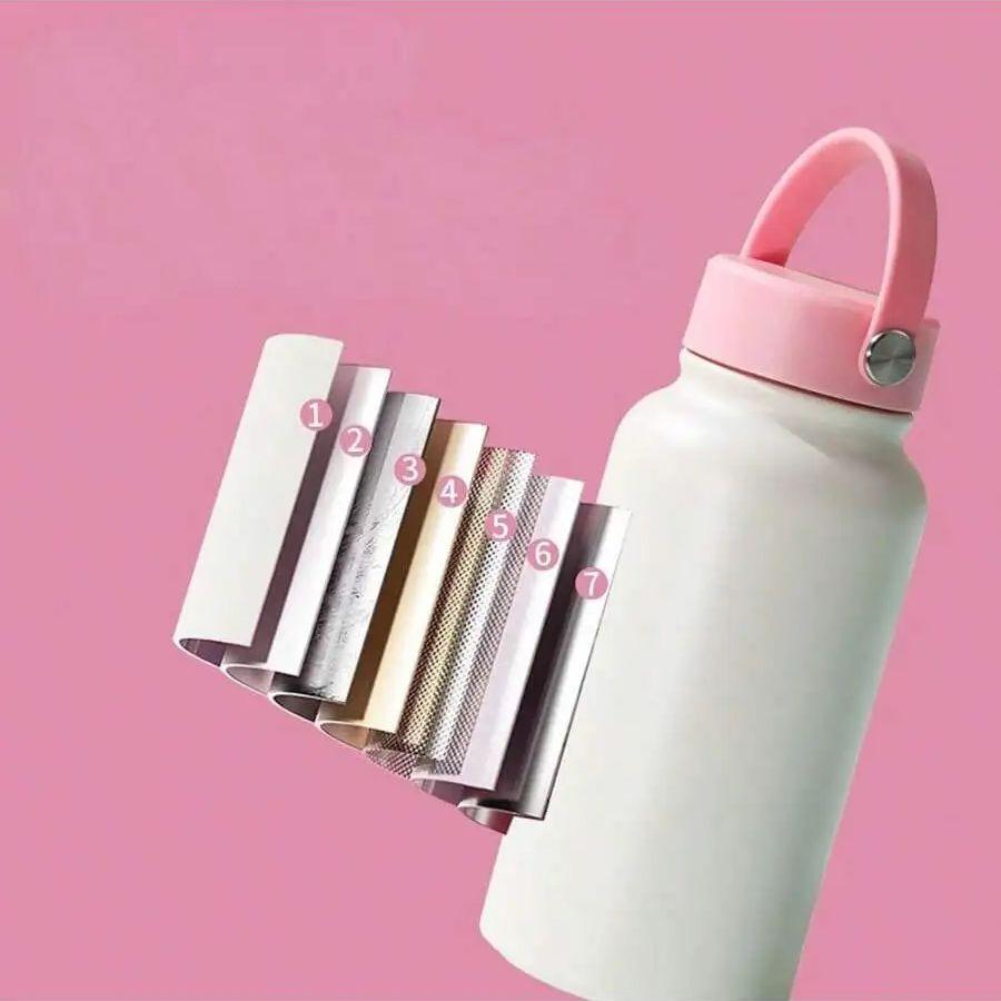 Portable Wide Mouth Kettle Thermos, Cute Bow Printed Sports Kettle, 1-Liter Large Capacity Coffee Cup, Ideal Gift Choice