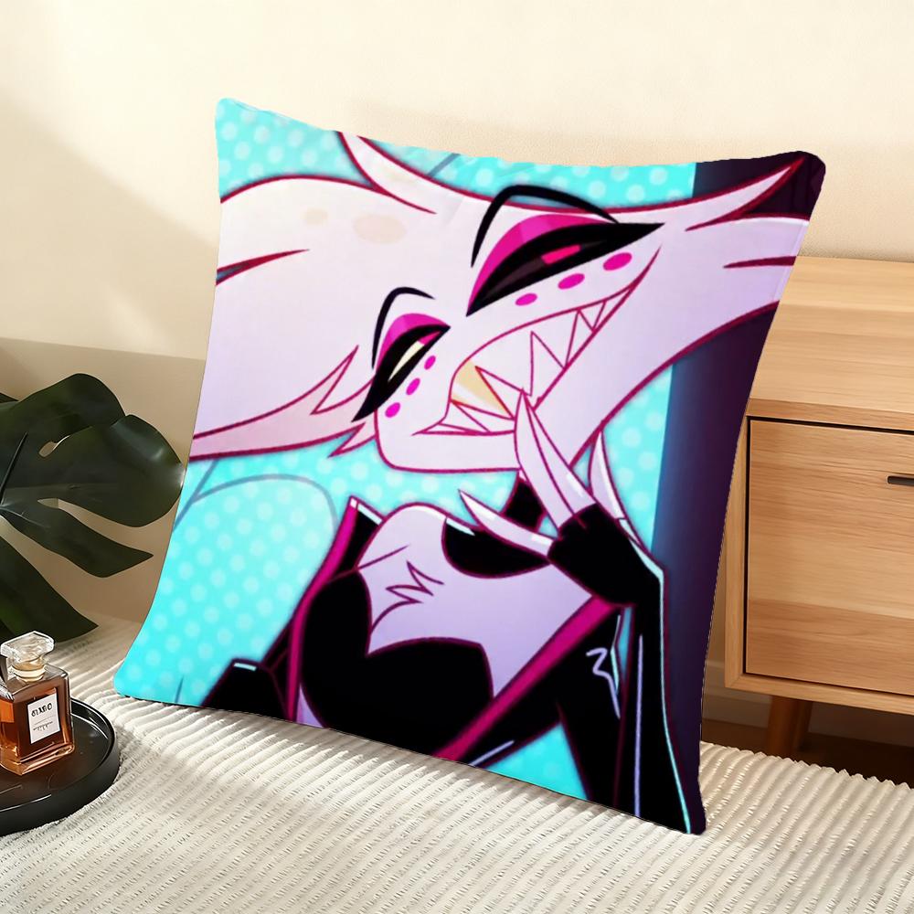 Cushion Cover Silky Short Plush Home Sofa Cushion Cover - Invisible Zipper Home Decoration Hazbin Hotle-S Anime