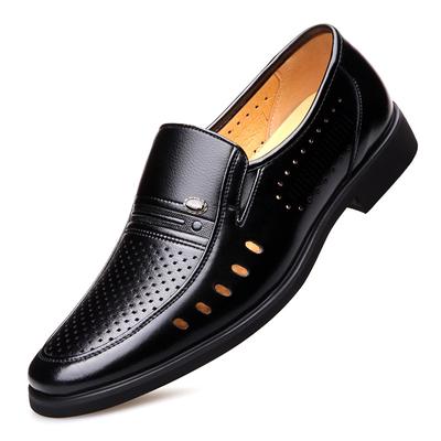 Scarpe estive in pelle da uomo scarpe a punta in pelle morbida microfibra nera di qualità Scarpe con foro traspirante per uomo estivo