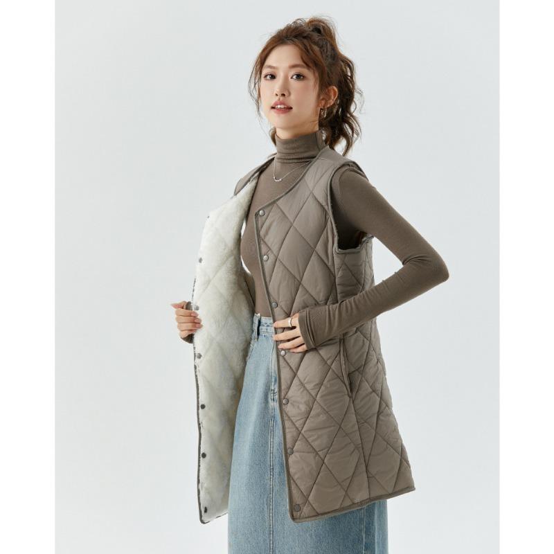 

Женский зимний длинный теплый модный плюшевый бархатный жилет новый цельнокроеный бархатный длинный жилет 4XL (within 70kg)