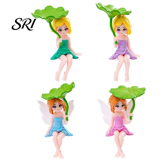 Fairy Garden Decor Miniature Figurines Little Girls Ornaments with Lotus Leaf for Small Decoration Flower Pot Moss Landscapes Home Desk Shelf Car
