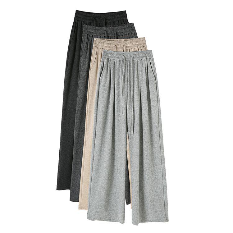 Trendy Women's High-Waist Loose Fit Puppy Casual Sweatpants for Spring & Autumn, Straight Leg American Mop Style.