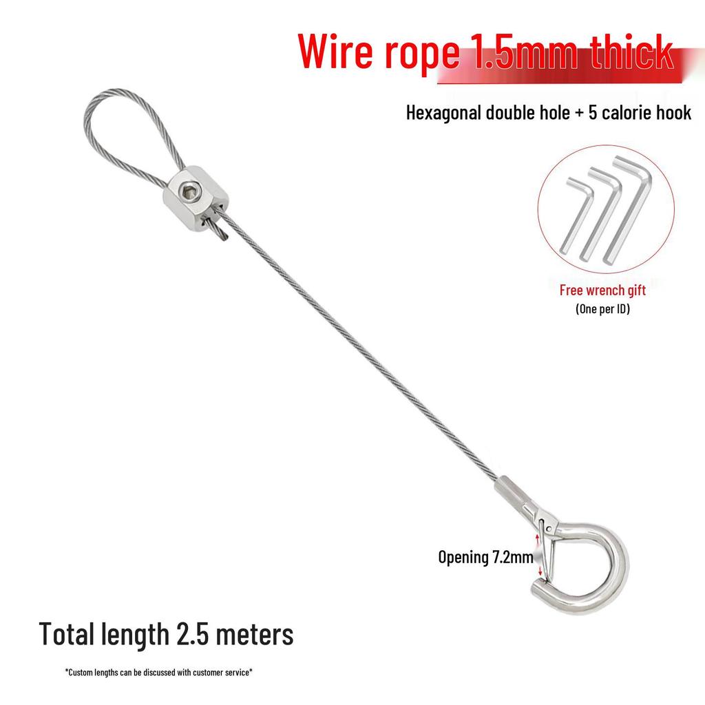 304 Stainless Steel Wire Rope Lock Buckle, 1-4mm Adjustable Hanging Picture and Lighting Wire Hook Adjuster