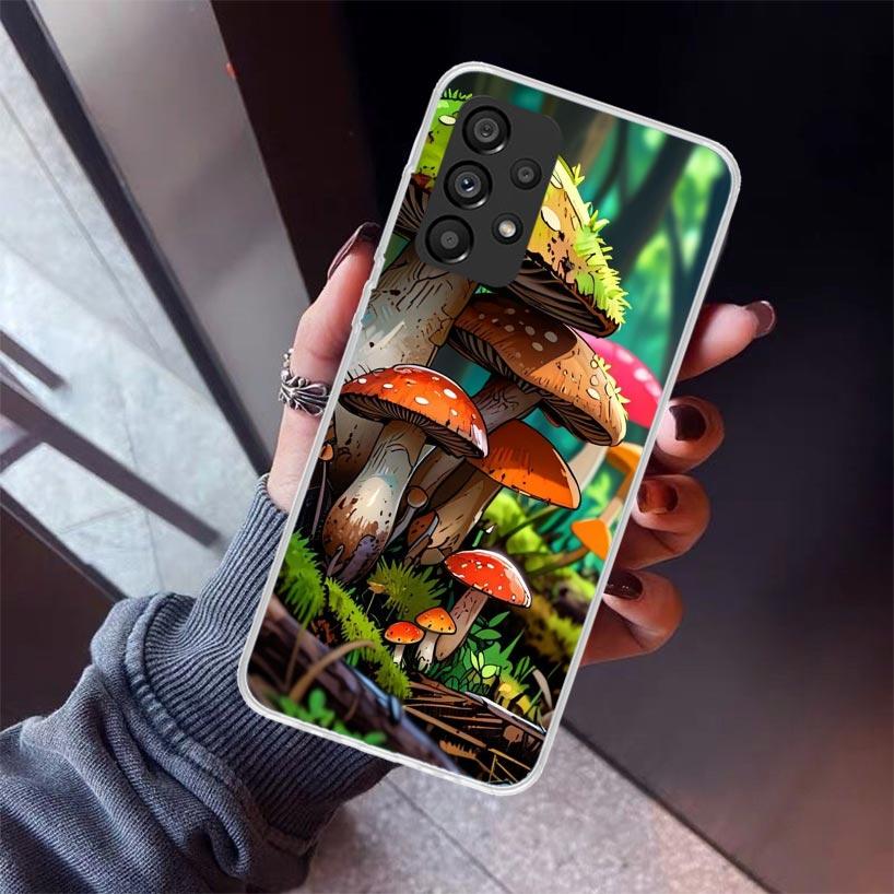 Bunte Pilz-Handyhülle für Samsung Galaxy A12 A52S A42 A32 A22 A51 A50 Note 20 Ultra 10 S10 Plus A71 A70 A31 A30 A10S Gala