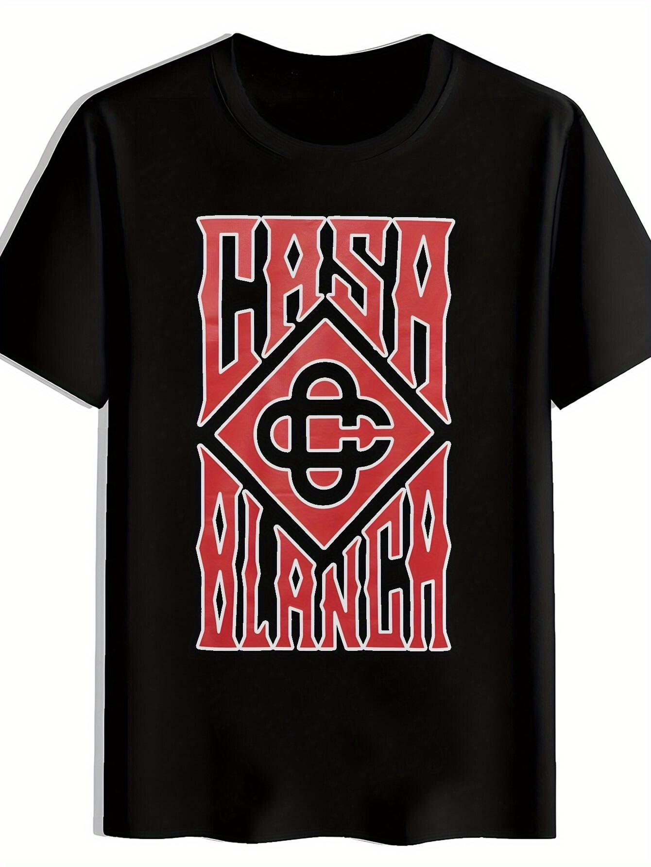 Black Casa Blanca Graphic T-shirt - Casual Crew Neck S