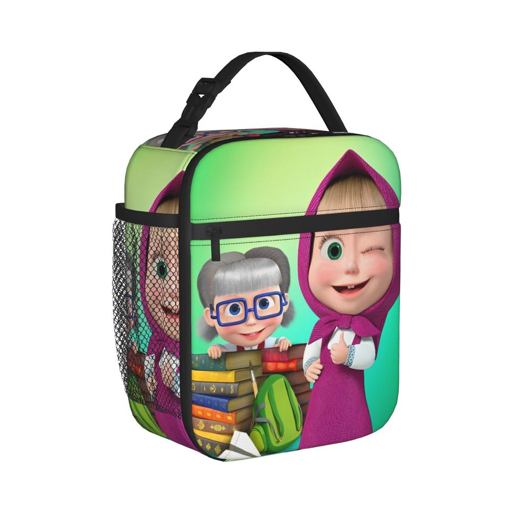 M-Masha and Dasha Insulated Lunch Bag Thermal Bag Reusable,Meal Container High Capacity Tote Lunch Box Office Outdoor