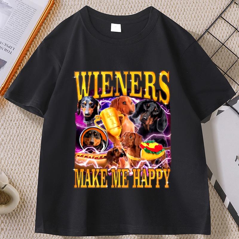 Funny Wiener Dog TShirt for Unisex Women Dachshund Graphic T Shirts Cotton Shortsleeved Unisex Clothing Harajuku Streetwear