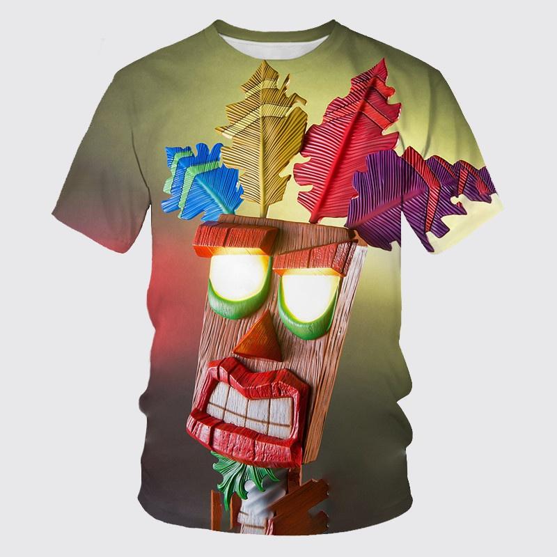 Crash Bandicoot - Children's 3D Printed T-shirt, Casual Sports Top, Cartoon Round Neck Short Sleeve Summer Fashion T-shirt