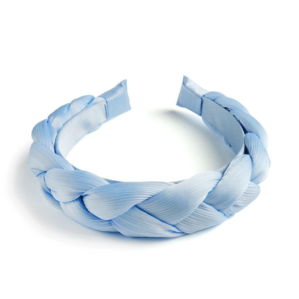 Simple Temperament Mesh Braid Headband Solid Color Knotted Weave Sweet Headband Girl Sponge Filled Hair Accessories