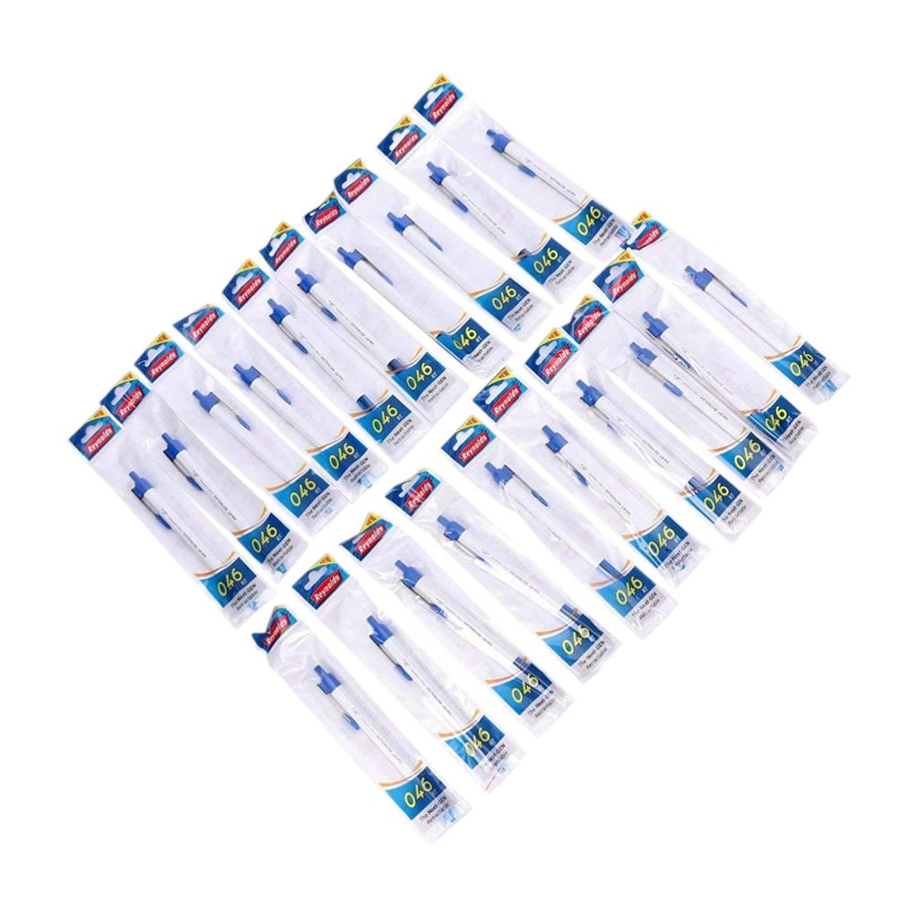 REYNOLDS 046 Retractable Ball Pens Blue Ink 0.7mm Fine Tip Pack of 1 X  10 Pcs for Office, School & Home