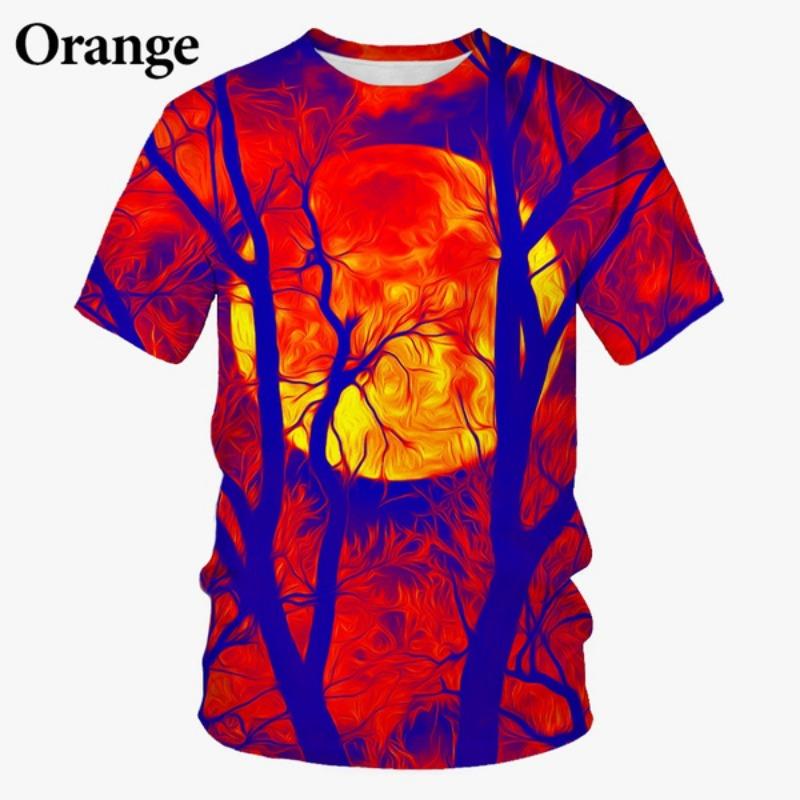 

Футболка с принтом Summer Moon Tree 3D, забавная повседневная футболка с короткими рукавами 2XL