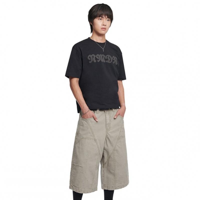 Nomanual Waffle PaTched Crop T shirT   Black