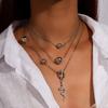 2pcs Delicate Multilayer Snake Necklace Silver Beads Choker Necklaces Pendants for Women Handmade Party Jewelry Gifts