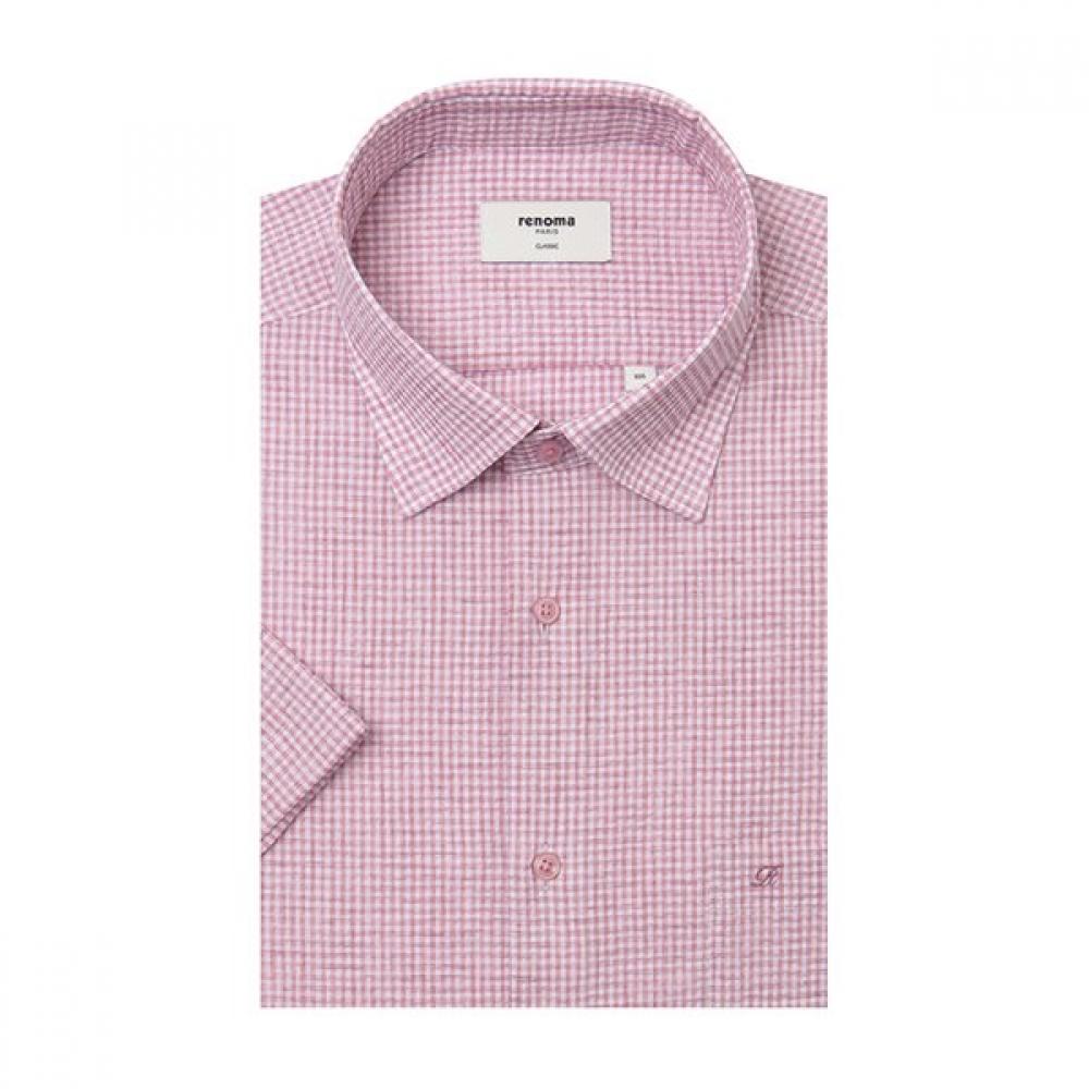 RENOMA Regular Fit Linen Blend Sucker Check Short Sleeve Shirt Rpusg1239 Pk