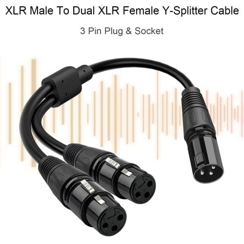 Xiatiaosann XLR Splitter Cable, Microphone Cable, XLR 3-Pin Male to Dual XLR Female Splitter, Y Splitter DMX Cable Patch Cord, XLR Jack to Two XLR Plu