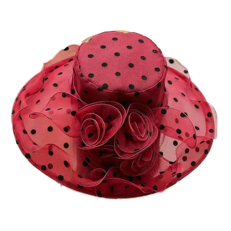 1 Stück Kentucky Derby Organza Kirchenhüte mit breiter Krempe Rüschen Blume Damen Netz Sonnenhut