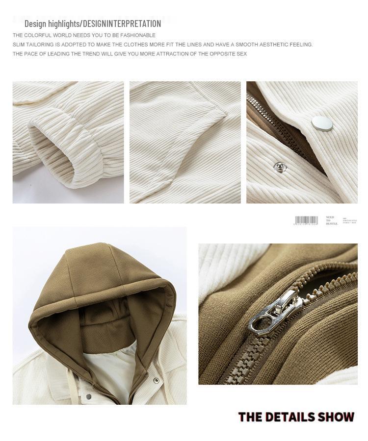 Men's Corduroy Baseball Jacket: Autumn/Winter Casual Loose Fit with Velvet, Thickened Lapel Outerwear