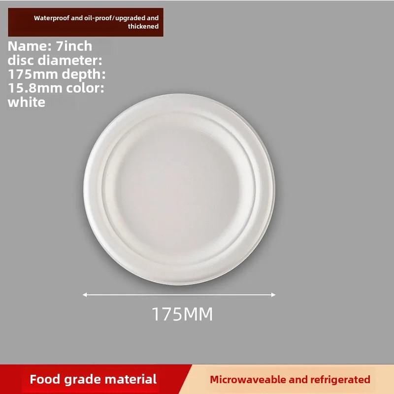 Disposable Paper Plate Halloween Birthday Party Decoration Sugarcane Pulp Disk,Picnic Party Food Plate 6 " 7" 8 " 50Pcs White