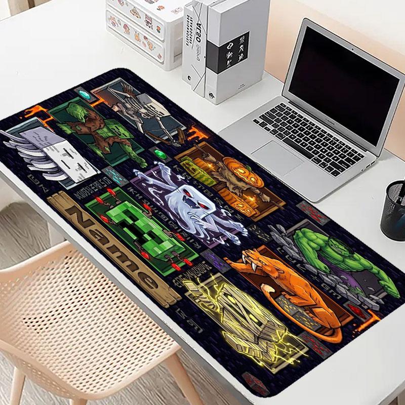 Custom Name Personalized Minecaraft Pattern Mousepad, Laptop PC Desk Mat, Decorative Desk Mat for Home Keyboard Pad Gift