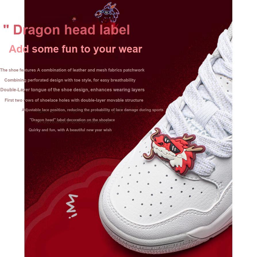 Li Ning Childrens Year Of The Dragon Limited Edition Shoes Comfortable Versatile Trendy Shock Absorbing Durable Low Top Casual Shoes YKCU012-3
