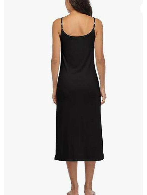 European and American Long Camisole Dress with Adjustable Straps – Soft, Round Neck Nightgown