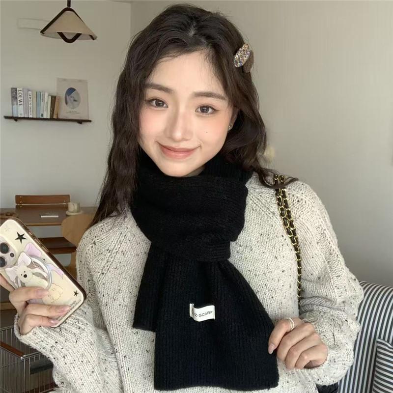 New Knitted Short Scarf for Women in Autumn and Winter Wool Soft and Skin Friendly Scarf for Students  Korean Version Male Couple Versatile
