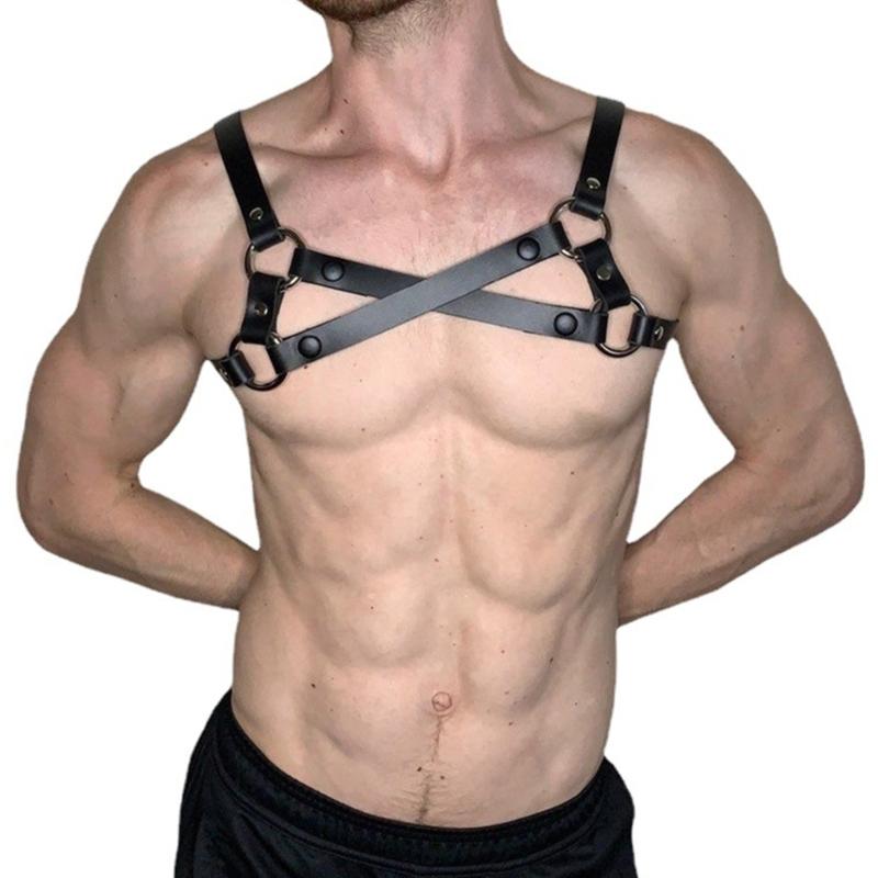 Sexy Punk Chest Harness Belt, Sex Restrain Chest Bandage Adjustable Chest Belt with Buckle Rings for Nightclub Cosplay