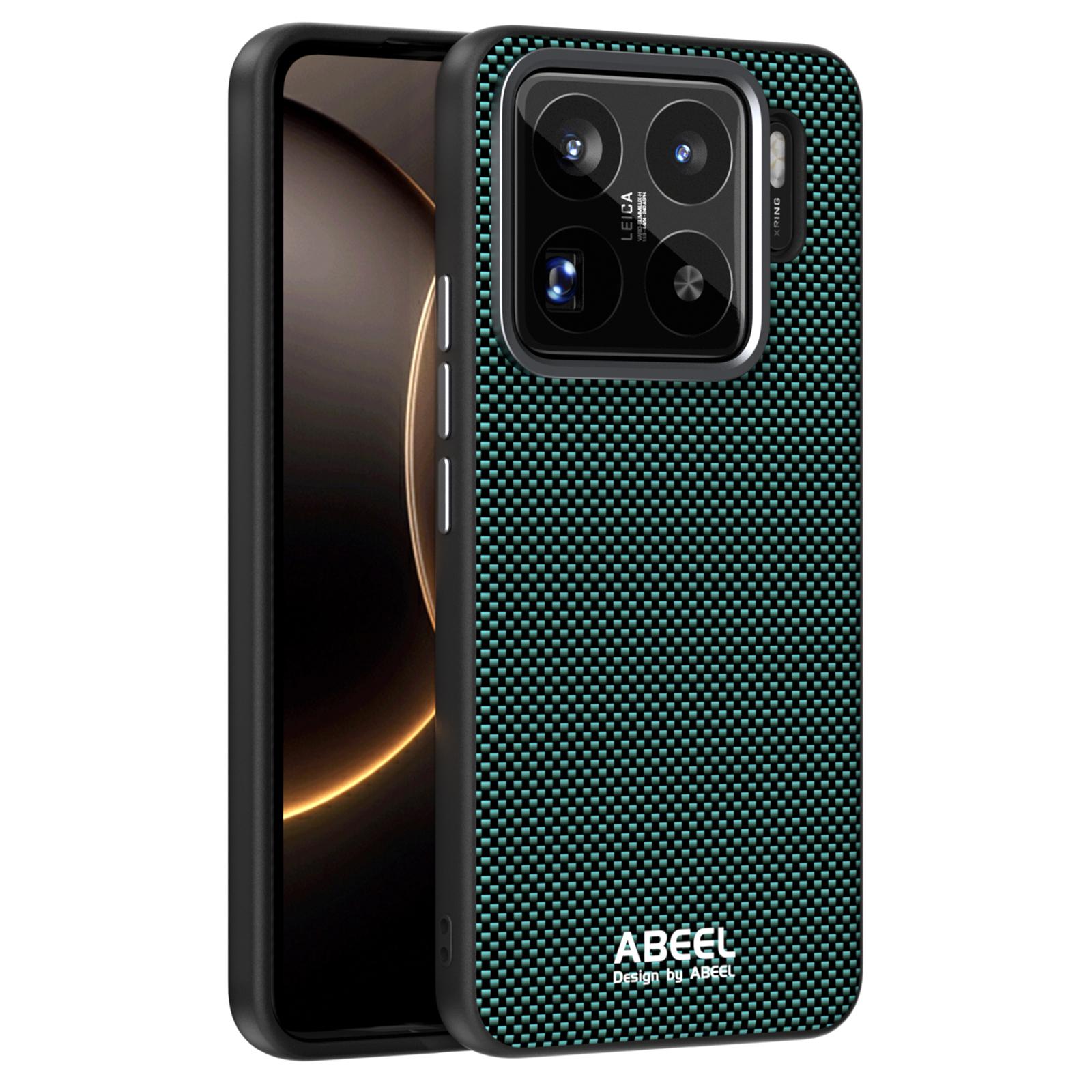 

ABEEL Чехол для Xiaomi 15S Pro, совместимый с MagSafe, напечатанный ПК ТПУ Алюминиевый сплав Кожаный чехол для телефона Green