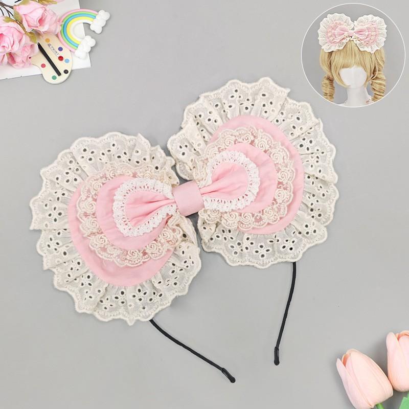 Handmade Lace Bow Hair Clip Girls Sweet Kawaii Lolita Accessory In Pastel Colors