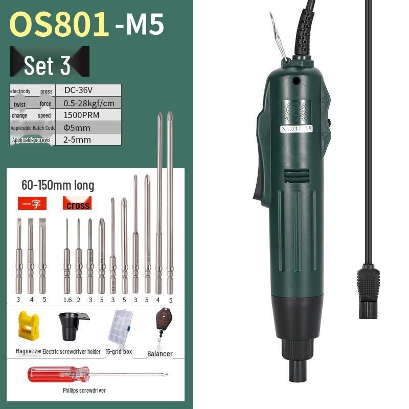 Oushen 801800 Electric Screwdriver Set with High-Quality Motor and Straight Handle for Household Use