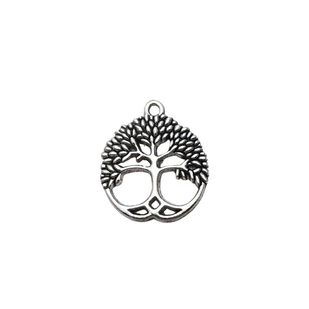 Ancient Silver Plant Small Pendant Hollow Tree Of Life Alloy Accessories Handmade Beaded DIY Material Jewelry