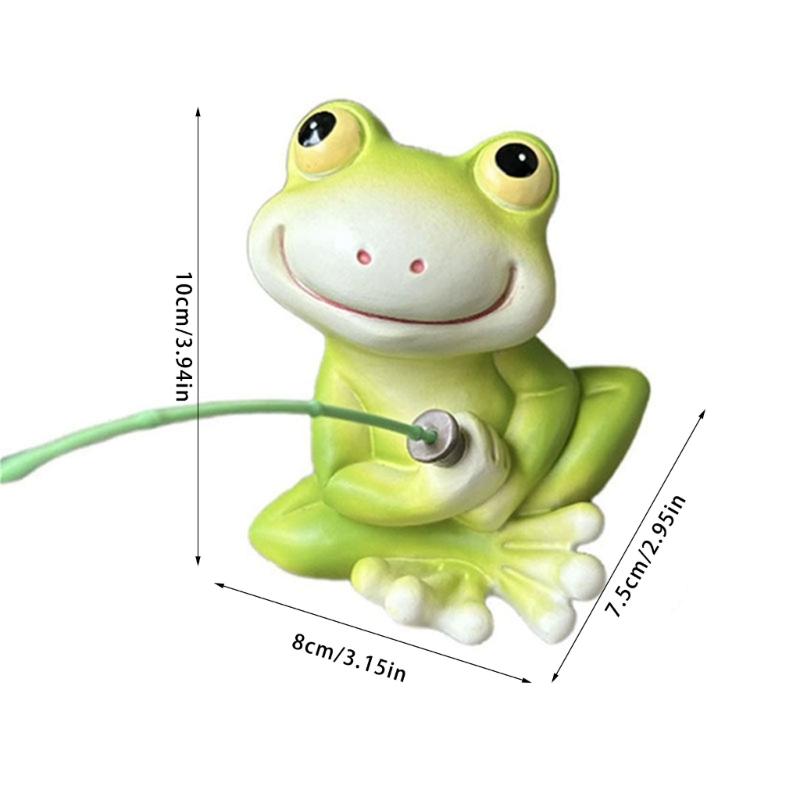 Cartoon Frogs Fishing Garden Sculpture Weather Resistant Resins Craft Figurine for Patios Fishponds and Landscape Design